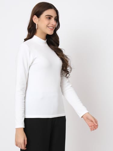 Image of Istyle Can Solid HIgh Neck Full Sleeve Stretchable Slim Fit Top for Women | Tops for Women | high Neck top for Women | Winter Tops for Women