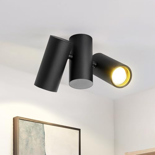 Lichtmaler Deckenstrahler 2 Flammig Schwarz Deckenspots - Deckenlampe GU10 Metall Modern Schwenkbar 180&deg; Innen Deckenleuchte MAX.25W f&uuml;r Wohnzimmer Flur Schlafzimmer K&uuml;che (ohne Leuchtmittel)