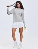 PINSPARK Damska bluza bez kaptura, basic, koszulka z długim rękawem, okrągły dekolt, na co dzień, z długim rękawem, luźna, sportowa, streetwear, na jesień i zimę, szary, L