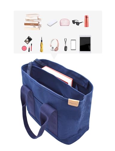 Image of TeeYee 16oz Canvas Tote Bag Casual Multi pockets Handbags Large Capacity Shopping Shoulder Bag with Pocket Bags Work Purses