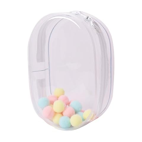 Yushen Clear Figure Display Bag with Keychain Blind Box Keychain Case Lipsticks Carrying Case Keychain Pouch Charms for Collectibles (Oval, Transparent, Large) Cover