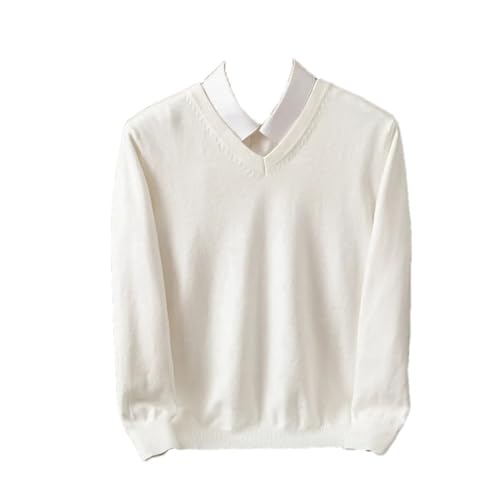 Men's Cashmere Sweater V-Neck Pullovers Knit Sweaters Long Sleeve Business Jumpers Tops