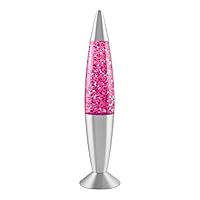 Global Gizmos 48620 16\" Pink Glitter Lava Lamp/Silver Base/Retro Nostalgia/Relaxing Mood Light/Decorative Illumination