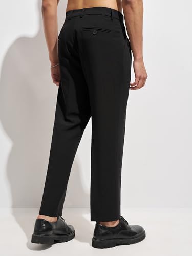 Image of Highlander Men Men Solid Korean Trousers|Relaxed fit|Mid-Rise|Premium Blend|All Day Smart Wear Workwear