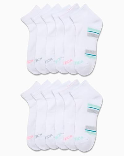 Image of Nautica Womens Quarter Socks Cushioned Moisture Wicking Socks, 12 Pack | Stretch Performance Dri-Motion Fabric, Cushioned with Arch Support, Breathable Mesh Panels, Quarter Cut, Shoe Size 4-10
