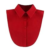 Huliyhus Women's Fake Collar Detachable Dickey Collar Half Shirt Blouse Lapel Shirt Collar Peter Pan Faux False Collar (Type 1, Red)