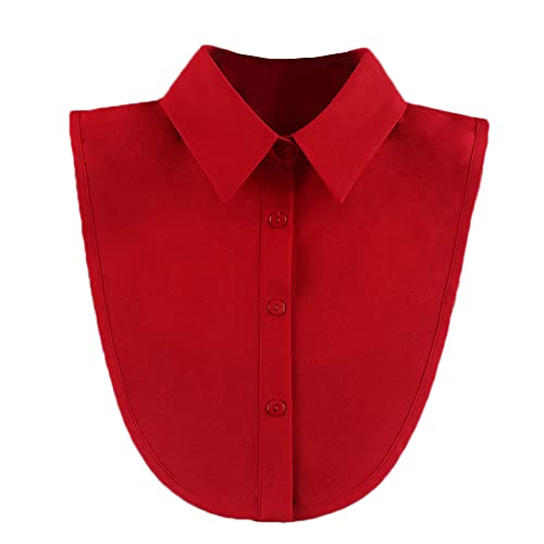 Huliyhus Womens Fake Collar Detachable Dickey Collar Half Shirt Blouse Lapel Shirt Collar Peter Pan Faux False Collar (Type 1 Red)