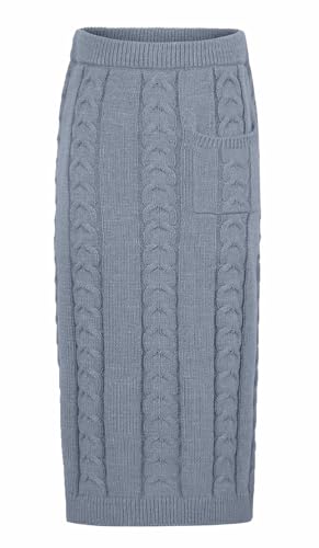 Image of CHARTOU Women's Winter Chunky Cable Knit Long Skirt 2 Piece Outfit Sweater Sets
