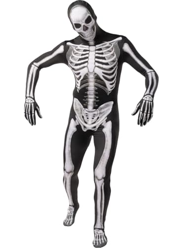 Funidelia Disfraz de esqueleto segunda piel para hombre, Talla S Esqueleto, Calavera - Traje para adultos para fiestas, Carnaval y Halloween
