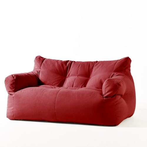 Puf doble moderno y ligero para sala de estar, dormitorio, balcón, acogedor mueble de ocio (sin relleno), color rojo
