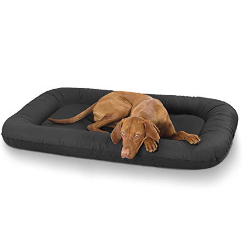 Knuffelwuff Kunstleder Hundebett Jerry XXL 120 x 85 Schwarz - Hundematte mit abnehmbarer Bezug - waschbar...