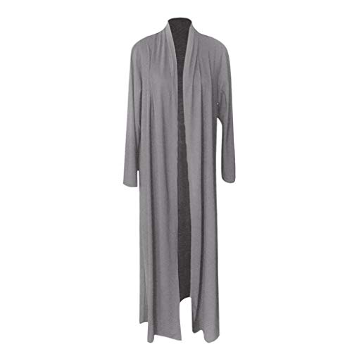 eipogp Men's Ruffle Shawl Collar Cardigan Jackets Open Front Outerwear Cotton Long Drape Cape Poncho Trench Coat Gray