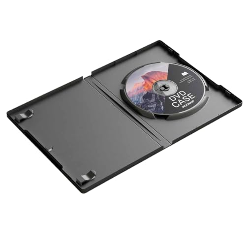 Image of Plastic DVD Cover, 14 mm, Black, Single Disk, with Outer Cover Art Sleeve, for CD, DVD and BLU-RAY Disk Pack of (5)