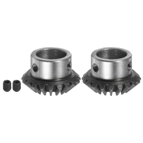 Image of HARFINGTON 2pcs Bevel Gear 1M 20 Teeth 16mm Shaft Hole 1:1 Tapered Bevel Pinion Gear 45# Steel 1.5 Module 90 Degree Steering Gear, for Hardware Mechanical Rotation