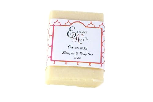 Elegant rose Boutique Citrus 33 Coconut Allergy Shampoo & Body Bar, Coconut Free Shampoo, Coconut Free Shampoo