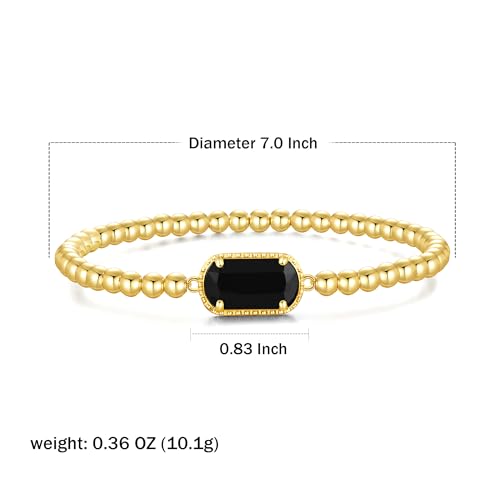 Gemstone Birthstone Bracelets For Women 14k Plated Gold Beaded Stretch Elastic Bead Ball Bracelets Trendy Dainty Jewelry Gifts2