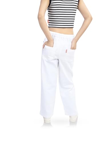 Image of olele Girls Super Jeans Collection for 4-14 Yrs | Stretchable Cotton Denim Trousers | Blue Jeans for Kids | Baggy Denim Pants | Cargo Pants for Girls