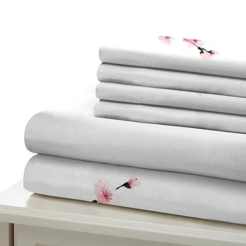 Housse de couette fleurs de cerisier 140x200 parure lit microfibre - 7