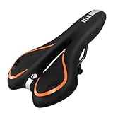 Comfortable Bike Seat for Men & Women, Waterproof Bicycle Seat, Breathable Mountain Bike Saddle, Gel Bicycle Saddle for MTB, BMX, Road Bike, City Bikes, Exercise Bikes(Orange)