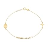 CARISSIMA Mujer Pulsera Rosario en Oro Amarillo de 9 quilates 18 cm/7'-19 cm/7,5'