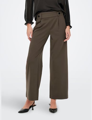 JdY Damen Jdygeggo New Long Pant Jrs Noos Hose, Chocolate Brown/Detail:black Buttons, M / 30L EU