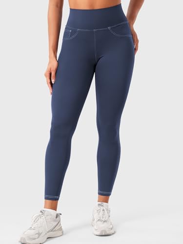YEOREO CoreFlex Women Workout Leggings with Pockets Scrunch Butt Lifting Gym Cargo Denim-Look Yoga Jeggings2