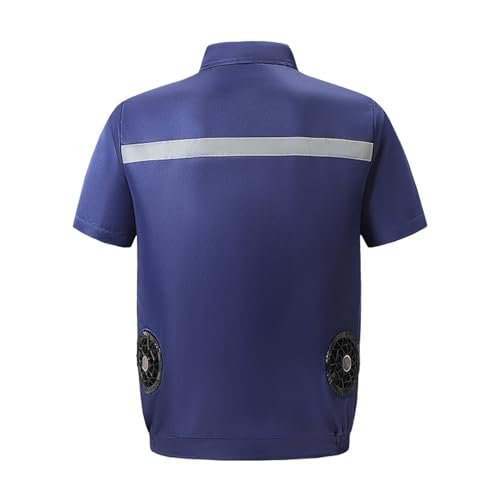 Image of Summer Cooling Jacket Unisex Short Sleeve Air Conditioner Clothes with Powerful Fans for Camping Hiking Fishing