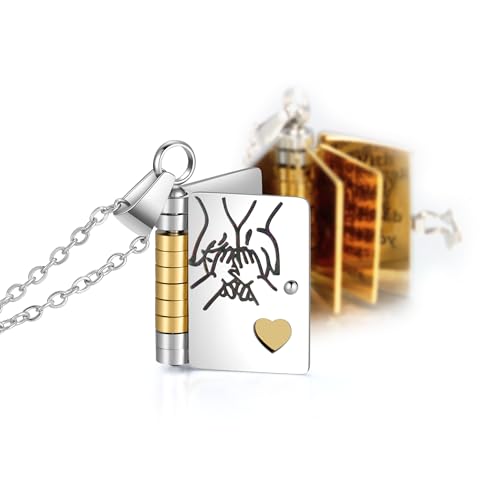 MOROTOLE For Daughter-My Incredible Book Necklace,To My Daughters from Mom and Dad Book Necklace,Adjustable Book Necklaces with 6 Pages of Engraved Information,Book Necklaces for Daughter