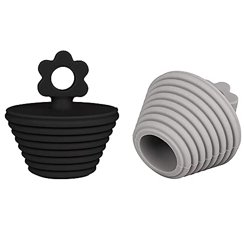 Bouchons Baignoire, 2 Pcs Universel Silicone Bouchon Vidange pour Les Drains de Lavabo de Cuisine Et de Salle de Bain, Noir Et Gris