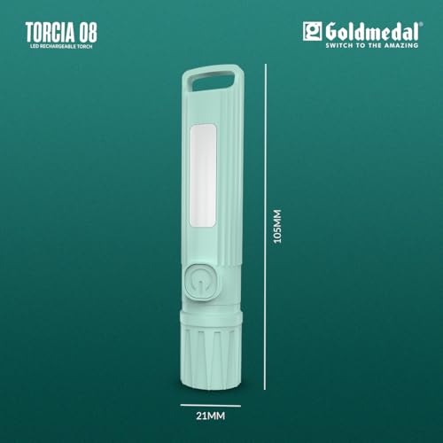 Image of Goldmedal Torcia 08 1W LED Rechargeable Torch, Zoom Function for Adjustable Beam|4 Mode Push Button Switch| Type-C Charging with Back-Up Up to 2.5 Hours | Charging time - 3.4 Hours - Cool Daylight