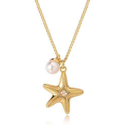 MEVECCO Dainty Gold Seashell Pendent Necklace Ocean Necklace for Women 18K Gold Plated Necklace Boho Handmade Summer Beach Necklace Jewelry