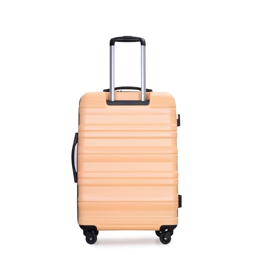 Expandable 3 Piece Luggage Sets PC Lightweight & Durable Suitcase with Two Hooks, Spinner Wheels, TSA Lock, (21/25/29) Peach2