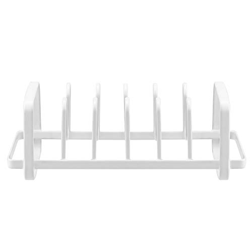 Slideep Pot Lid Holders, Cutboard Pan Bakeware Cookware Organizer Rack for Kitchen, Pantry, Cabinet, Storage Rack with 7 Dividers White - 2 Pack