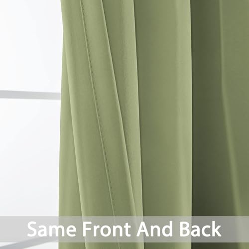 Yakamok Room Darkening Blackout Curtains for Bedroom,Thermal Insulated Grommet Top Light Blocking Window Drapes for Living Room,42W x 72L,Sage Green,2 Panels