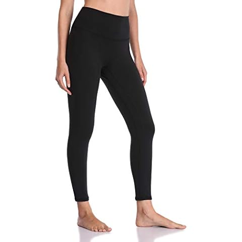 YUNOGA Women's Soft High Waisted Yoga Pants Tummy Control Ankle Length Leggings (M, Black) Cover
