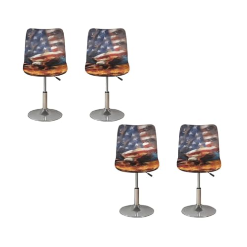 Image of Eagle American Flag Bar Stool Cover Square Swivel Barstool Chair Seat Barstool Protector Covers for Counter Height Mid Low Back Chair