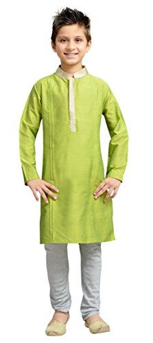 Cellora Churidar Kurta Pajama for 1-14 Years Kids Dupion Silk Party Wear Ethnic Dress Green, 3-4 Years