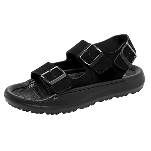 SJJH Sandalias de moda para hombre con suela gruesa, elegantes zapatillas para hombre para mayor comodidad y transpirabilidad, ideales para ropa de verano y actividades de ocio, Negro , 39 EU