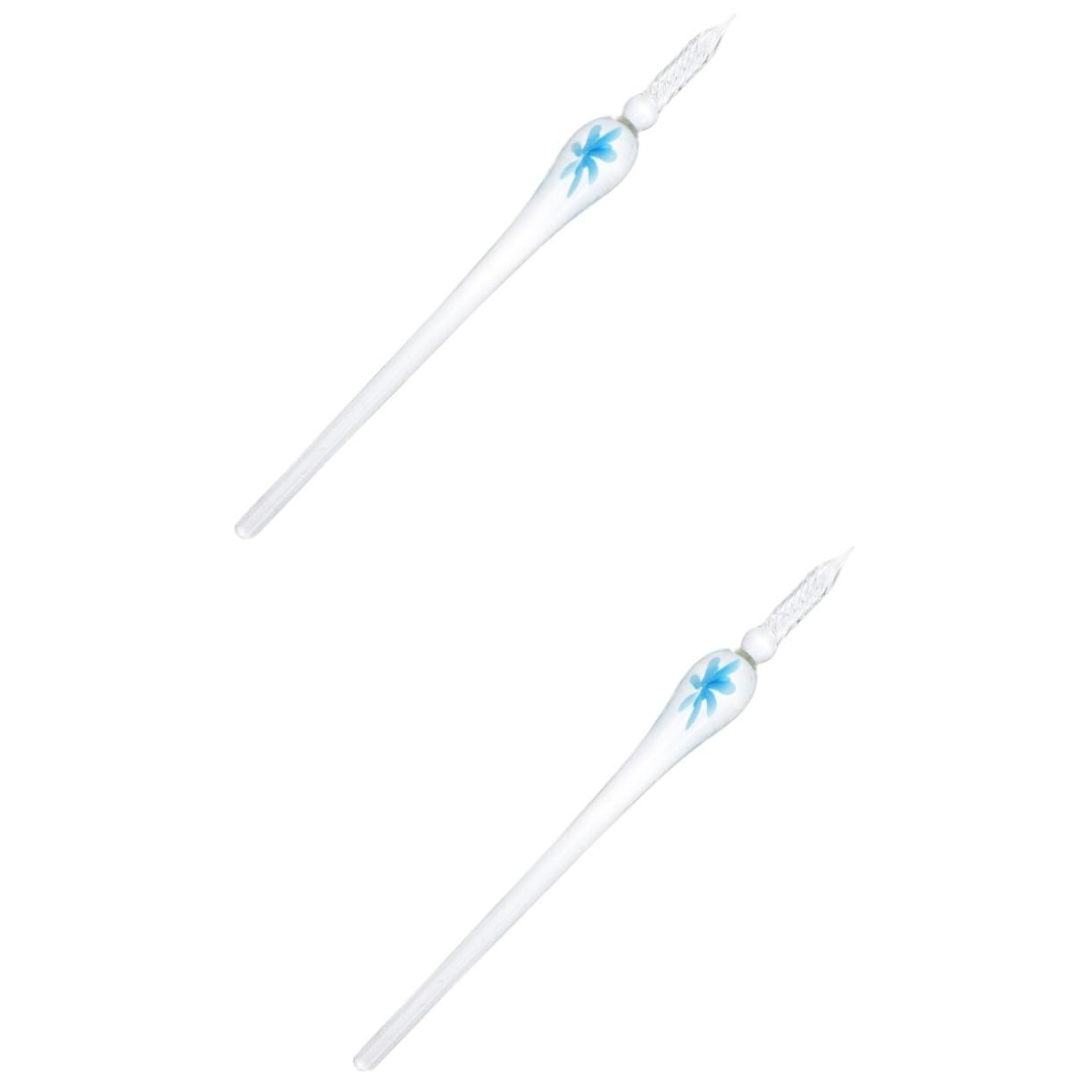 NUOBESTY 2pcs Glass Dipping Pen Bortoletti Glass Dip Pen Glass Fountain Pen Calligraphy Ink Pen Glass Ink Dip Pen Glass Calligraphy Pen Glass Drawing Pen Glass Tip Pen Brush Dripping Water