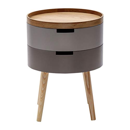 Yuanjiashop Mesillas de Noche Ronda de Noche Gabinete nórdica Simples Habitación de Almacenamiento de Tabla gabinete pequeño café Mesa Redonda Mesita de Noche Mesa para Cama café Dormitorio