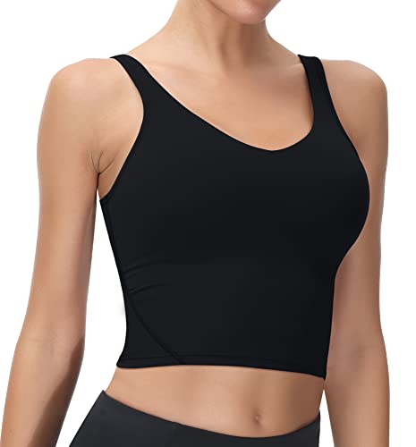 Ewedoos Longline Sports Bras for Women Workout Tank Tops for Women with Built in Bras Padded Yoga Crop Tops for Women