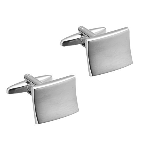 NaiCasy Botón del diseño Moderno para Hombre del rectángulo de la aleación de la mancuerna de la Manga del Manguito botón de decoración para la Camisa Tuxedo Shirts Silver 1Pair