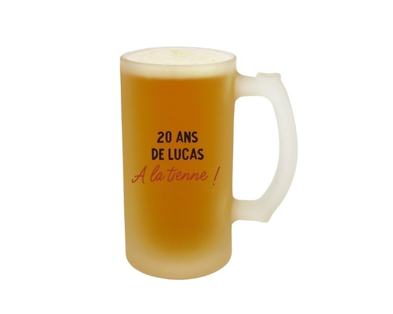 Verre à Bière Personnalisé 57 Cl – Cadeau Anniversaire Homme 20 Ans, Message Unique Gravé En France