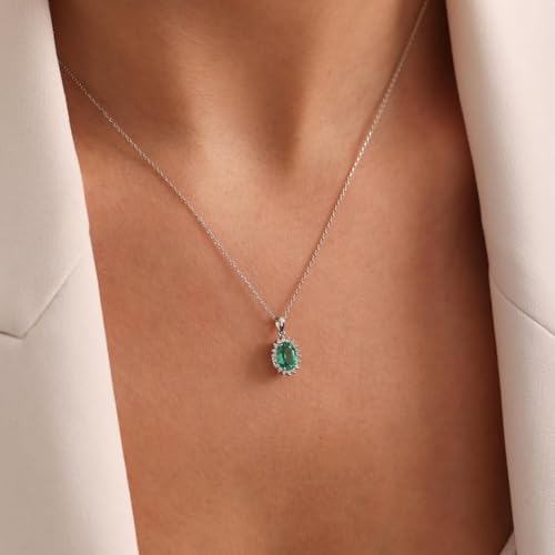 Image of Zarkan 925 Hallmark Silver Green Oval Shape Pendant Inspired By Saiyaara | Pendant Necklace for Women | Gifting Jewelry for Girls & Ladies