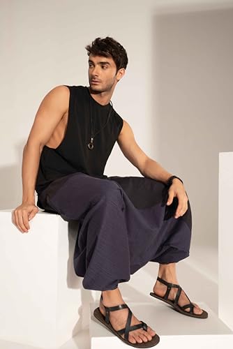 Image of The Veshti Company Stylish Harem Pants for Men's Cotton Hippie Style Baggy Oversized Yoga Pajama Pant