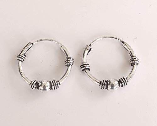 16mm Sterling Silver Hoop Earrings, Handmade Hoop Earrings for Women, Bali Hoop Earrings sterling silver, Sterling Silver Hoops