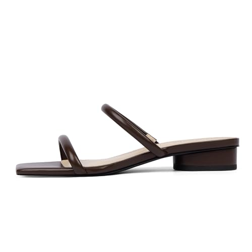 Image of Modatope Square Open Toe Heeled Sandals Women Two Strap Chunky Heel Sandals for Women Low Block Heel Sandal Dressy