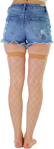Image of ToBeInStyle Women's Vibrant Large Net Fishnet Thigh High Elastic Nylon Novelty Stockings