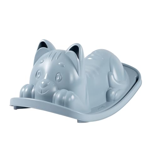 Smoby Life Balancín Gato Azul - Juguete Infantil Ergonómico con Orejas para Agarre, Plástico Reciclado, Uso Interior y Exterior, Resistente UV, +18 Meses (7600830109)