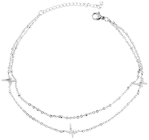 Preisvergleich Produktbild Akzent Edelstahl Fußkette Silber Puls 24 cm + 5 cm Fußkettchen